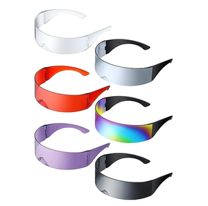 80s Futuristic Cyclops <span class=keywords><strong>Cyber</strong></span> Visor Gafas de sol Hombres Mujeres Estilo punk Cosplay - Product Image 1