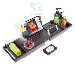 Élégant, le plateau de baignoire le plus vendu Caddy de baignoire en bambou de qualité supérieure avec côtés extensibles Plateaux de bain avec porte-vin et porte-livre - Product Image 1