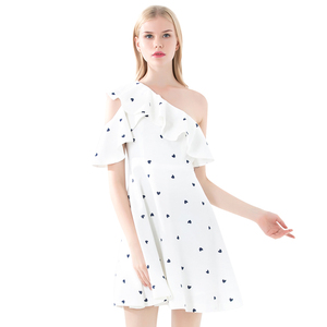 <span class=keywords><strong>Amazon</strong></span> <span class=keywords><strong>de</strong></span> moda ropa <span class=keywords><strong>de</strong></span> <span class=keywords><strong>mujer</strong></span> elegante un hombro Floral vestido con volantes - Product Image 5