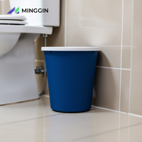 Plastikklammer-Ringmülleimer ohne Deckel aus PP-Material, Weiß, Modell 04, 26,5 cm Durchmesser x 29,5 cm Höhe, für Toilette, Bad, Büro, Abfall