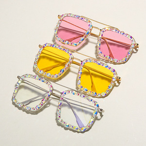 <strong>Fashion</strong> Ladies Diamond Apple White Bling Sunglasses Retro Women <strong>Party</strong> <strong>Designer</strong> Big Frame Square Oversized Sun <strong>Glasses</strong> - Product Image 4
