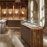 Vitrine élégante en bois pour bijouterie avec panneaux de verre transparents