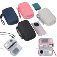 Tas Penyimpanan Kabel Data Gaya Jepang dengan Ritsleting Kulit, untuk Perjalanan Santai, Charger, Ponsel, Hard Drive, USB Flash Drive
