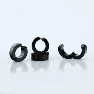 Nuevos pendientes gruesos negros con clip para oreja <span class=keywords><strong>Gay</strong></span>, joyería de acero inoxidable a la moda para fiestas - Product Image 5