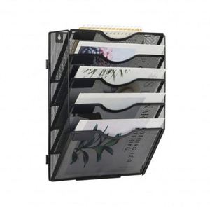 New Foldable Mesh Metal Door Wall Mount 5 Tier Hanging <b>File</b> Folder <b>Organizer</b> for Paper Document Magazine Rack - Product Image 1