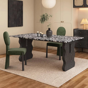 Table à manger traditionnelle de luxe en <span class=keywords><strong>bois</strong></span> massif de haute qualité, dossier confortable, velours vert, robuste, capacité de charge élevée, design rectangulaire - Product Image 3