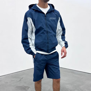 Custom Wholesale Waterproof Windbreaker Jackets and <b>Nylon</b> <b>Shorts</b> Set Lightweight Jogging Set Sweatsuit Windbreaker Tracksuit - Product Image 1