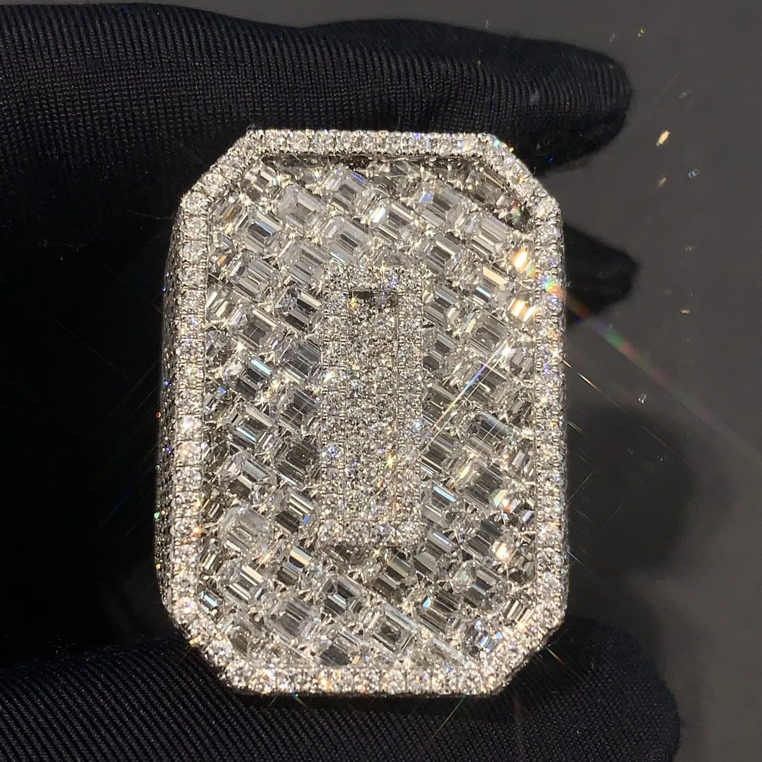 Lettre personnalisée bague glacée en or blanc 9k hommes bijoux Vvs bague Hip Hop en diamant véritable