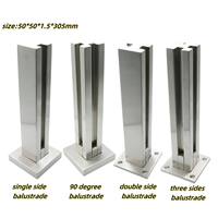Rampe d'escalier pour balcon Clôture en verre Poteau de tube fendu Balustrade en acier inoxydable Main courante Rampe en verre sans cadre