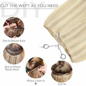 High Quality 50g 100% Virgin Double Drawn Sew-In <b>Remy</b> <b>Human</b> <b>Hair</b> <b>Extensions</b> for Silky Straight Wave Style Bleached <b>Hair</b> - Product Image 5