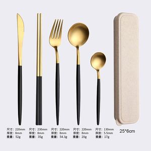 304 Stainless Steel Portable Cutlery Portuguese Chopsticks Spoon Fork Two-piece Set Three-piece <b>Gift</b> <b>Box</b> Silverware Flatware - Product Image 4