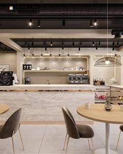 Mostrador Personalizado para Cafetería |   Cafetería con Barra de Acero Inoxidable y Madera |   Soluciones Completas de Diseño y Decoración para Tiendas, Mostrador de Café - Product Image 3