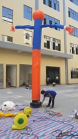 Danseur gonflable d'Halloween Tête de Citrouille 5m Orange Bleu, Tube Publicitaire pour Publicité en Magasin et Décoration d'Événements Extérieurs