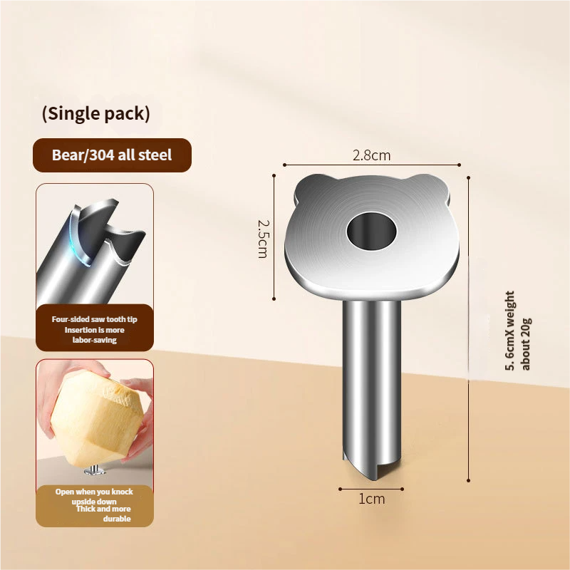 Apri cocco in acciaio argentato 304 [Forma di orso]