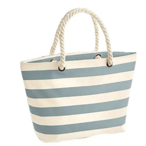 Sac fourre-tout en toile rayée personnalisé, sac de courses réutilisable, logo imprimé, vente en gros - Product Image 4