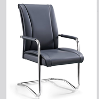 Chaise de bureau contemporaine et moderne noire, confortable, avec appui-tête fixe, dossier solide, design cantilever, pour conférence et visiteurs