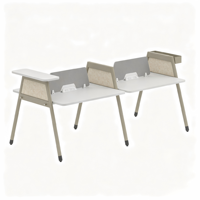 Poste de travail de bureau moderne pour 2, 4 ou 6 personnes avec panneaux latéraux d'intimité, table de personnel pour espace ouvert, mobilier de bureau commercial