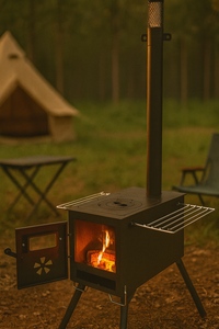Poêle de camping Wildrex sans fumée, manuel, en acier, pour bois de chauffage, avec dispositif d'allumage, capacité 3-5 personnes - Product Image 4