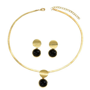 Conjunto de collar geométrico de aleación de zinc, pendientes circulares, cadena de serpiente, joyería para fiesta - Product Image 5