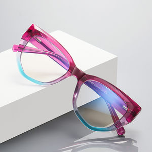 Lunettes tendance pour femmes et filles, monture Tr90, verres anti-lumière bleue, forme œil de chat, insert en alliage vert rose, pour ordinateur - Product Image 2