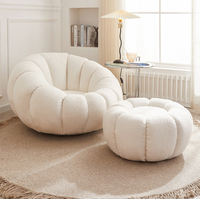 Fauteuil-canapé individuel blanc en peau d'agneau, design mignon et confortable, style Tatami, pour chambre et balcon