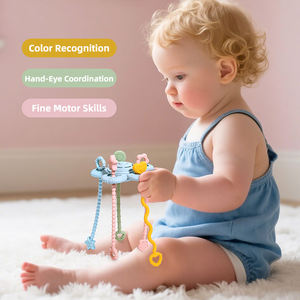 Mainan bayi silikon bebas Bpa kualitas makanan baru silikon 2-in-1 mainan tali tarik dan tekanan bayi mainan hadiah sensorik pendidikan bayi - Product Image 5