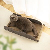 Lit-griffoir pour chat en feutre de polyester écologique avec panneau latéral tête de chat, coussin de détente pour chaton, mobilier pour animaux de compagnie