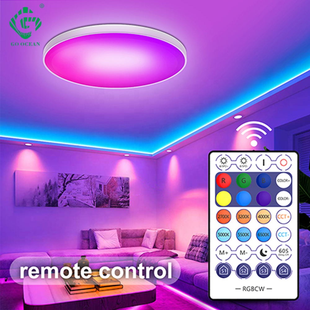 WIFI Bluetooth Remote Control RGB 30W LED pintar lampu langit-langit desain segel melindungi dari debu masuk