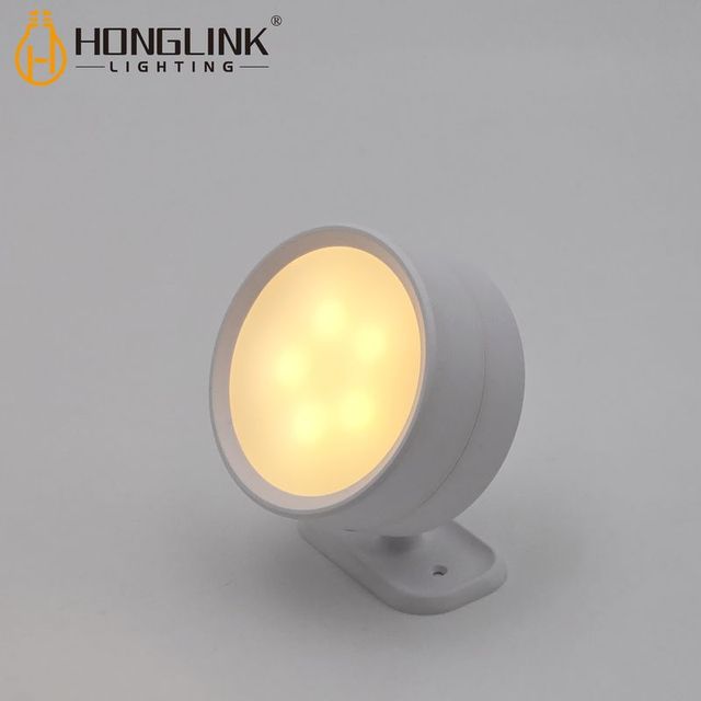 Modern Indoor RGB LED Iron White Round Cabinet Wall Lamp Energy Saving Mini LED Light for Hallway Closet Night Lamp