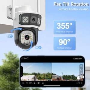 Ống kính kép CCTV ngoài trời không dây Wifi máy ảnh 2MP + 2MP đầy đủ màu sắc hình người phát hiện IP PTZ Dome Camera - Product Image 2