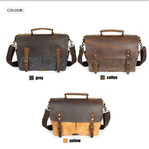 Túi đeo chéo, đeo vai, đựng laptop, chất liệu canvas phủ sáp, kiểu dáng cổ điển, chống thấm nước, dành cho nam - Product Image 6