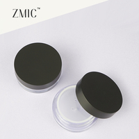 Pot à poudre libre noir avec couvercle et tamis, base transparente vide, étui à poudre de maquillage en plastique rond, emballage pour poudre visage