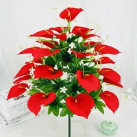Fleurs artificielles, 24 têtes de lys Calla hauts teints à la main, style européen, pour décoration intérieure/extérieure, salon, en soie et EVA