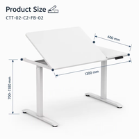 Bureau réglable électrique intelligent à double moteur avec panneau rabattable partiel, en acier laminé à froid, design simple