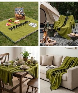 Manta Decorativa Jacquard de NEIGHBORHOOD, Diseño Geométrico Minimalista con Logotipo Tipográfico, Flecos, <span class=keywords><strong>Tapiz</strong></span> para Sofá, Cama, Decoración de Avión - Product Image 6