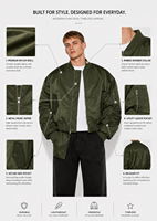 Blouson bomber MA-1 OEM pour homme, léger, coupe-vent, avec col montant enduit, style aviateur, streetwear décontracté, fermeture éclair sur le devant