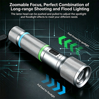 Lampe de poche LED à zoom en alliage d'aluminium, 1000+ lumens, chargement USB-C, étanche, mise au point réglable, portée du faisceau 1000M+, CRI 95