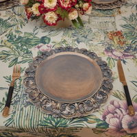 Vente en gros Assiette de chargement ronde réutilisable bohème en plastique avec motifs de plantes botaniques et décorations de fête