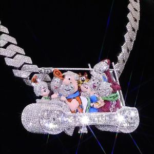 Hiphop Moissaniteペンダント925シルバーエナメル3DハッピーファミリーアイスアウトパスダイヤモンドテスターVvsカスタムMoissaniteペンダント - Product Image 1
