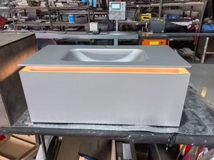 Mobile Bagno Moderno da Parete con Lavabo in Pietra, <span class=keywords><strong>Specchio</strong></span> Incluso, Materiale in Alluminio <span class=keywords><strong>Cellulare</strong></span>, Scarico in Rame, per Appartamenti e Ville - Product Image 6