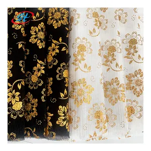 100% Polyester Organza Crepe vải tuyn vải với dệt thiết kế mạ vàng thêu cho trang phục hoặc đám cưới