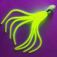 Leurre de pêche Alpha 84g-625g UV Glow TPE Squid Skirt Jig avec tête d'octopus 3D bionique et double hameçons assistants pour la pêche en haute mer depuis un bateau
