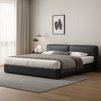 Lit double rembourré avec tête de lit, meuble de rangement, élévateur à gaz, meubles de chambre à coucher, vente en gros directe d'usine