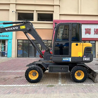 Excavatrice sur pneus d'occasion Volvo EW60 6 tonnes, d'origine Corée, avec ripper, machine de terrassement agricole, pelle hydraulique