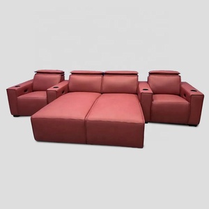 Ensemble <span class=keywords><strong>de</strong></span> canapé inclinable avec appuie-tête électrique moderne en cuir véritable, tableau d'écriture personnalisable pour salon <span class=keywords><strong>de</strong></span> <span class=keywords><strong>théâtre</strong></span> avec lumière d'ambiance - Product Image 6