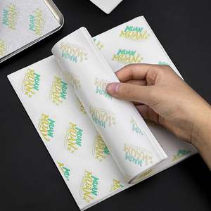 Papier d'emballage alimentaire jetable écologique et recyclable avec logo personnalisé, résistant à la graisse, pour pain et gâteaux - Product Image 1