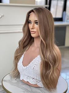Top Qualité Faits Saillants Blonde Queue De Cheval Avant de Lacet <span class=keywords><strong>Perruque</strong></span> Vague De Corps Peau Mince Pleine Dentelle Perruques - Product Image 4