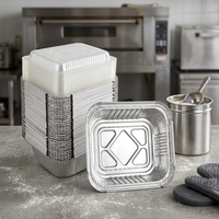 Barquette jetable en aluminium épaisse et durable, carrée, pour aliments