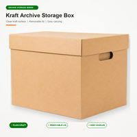 Boîte de déménagement et de rangement en carton kraft ondulé personnalisée avec couvercle pour dossiers et archives de bureau