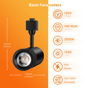 Projecteur LED sur rail réglable de qualité supérieure 15W, dimmable Triac, <span class=keywords><strong>JUNO</strong></span> Track 3000K CRI90 pour l'éclairage des restaurants et cafés - Product Image 2